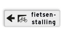 Verkeersbord route fietsenstalling + pijl - reflecterend