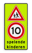 Verkeersbord Spelende kinderen RVV J21 + A1-10 reflecterend