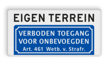 Verkeersbord verboden toegang eigen terrein - BT03