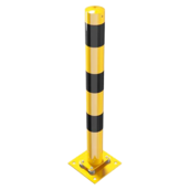 Rampaal Ø89x1000mm met grondmontage - flexibel of vast - geel/zwart