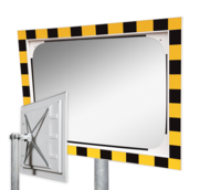 Miroir de sécurité acrylique - 800x600mm - avec cadre jaune/noir