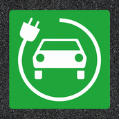 Thermoplast wegmarkering - symbool auto/stekker - oplaadpunt elektrische auto