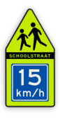 SCHOOLSTRAAT verkeersbord 700x1400mm met adviessnelheid - reflecterend