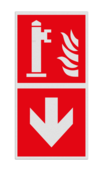 Brand bord met pictogram Hydrant en pijl