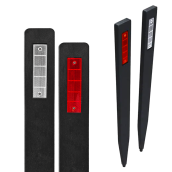 Bermpaal zwart - gerecycled kunststof - 1200x90x30mm + reflector rood/wit