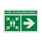 Autocollant ou panneau - E007 - Point de rassemblement à droite