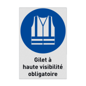 Autocollant ou panneau - M015 - Gilet à haute visibilité obligatoire