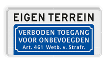 Verkeersbord verboden toegang eigen terrein - BT03