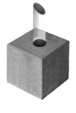 Kettingpaal ø60 in betonblok prefab 300x300x300mm