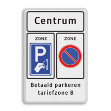 Verkeersbord RVV BW11zb parkeerzone met aanvullende tekst