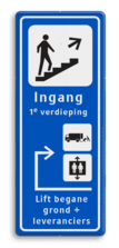 Informatiebord looproute ingang expeditie of lift naar wens