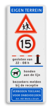 Verkeersbord  400x1000mm - 4 kleuren opdruk - Entree camping - slagboom