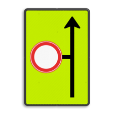 Verkeersbord RVV L09-C01 - Volgende zijstraat is gesloten voor verkeer - fluor achtergrond