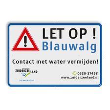 Informatiebord met waarschuwing voor Blauwalg met logo