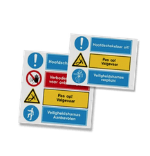 Vlak Reflecterend Veiligheidsbord met diverse pictogrammen en afmetingen