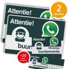 WhatsApp Buurtpreventie SET - 2 borden + 20 stickers - L209wa