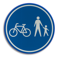 Informatiebord - NIET officieel - Deel van de openbare weg voorbehouden voor het verkeer van voetgangers en fietsers.