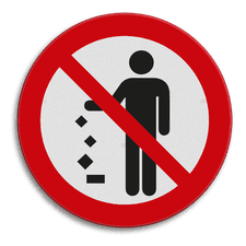 Reflecterende sticker of bord Pictogram - Geen afval op de grond gooien