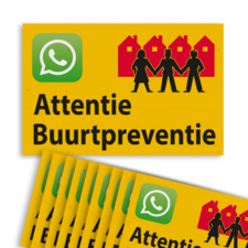 Verkeersbord sticker L209b Attentie Buurtpreventie - WhatsApp - geel (Set 10 stuks)