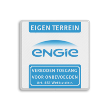 Informatiebord voor terrein met eigen logo en verboden toegang Art. 461