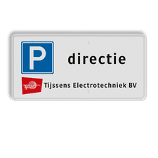 Parkeerbord voor directie met bedrijfslogo