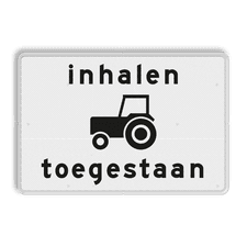 Verkeersbord RVV OB101 - Onderbord - Inhalen tractoren toegestaan.