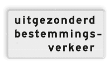 Verkeersbord RVV OB108 - Onderbord - Uitgezonderd bestemmings-verkeer