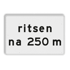 Verkeersbord RVV OB728 - Onderbord - ritsen na XXX m