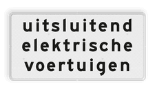 Verkeersbord RVV OBE02 - Onderbord - Uitsluitend elektrische voertuigen