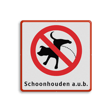 Verbodsbord -  Verboden honden te laten plassen - met tekst