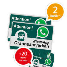 WhatsApp - Sweden - Grannsamverkan SET - 2 borden + 20 stickers - L209wa