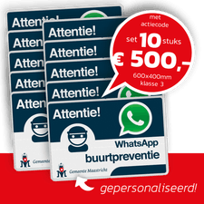 WhatsApp Buurtpreventie SET - 10 borden gepersonaliseerd - L209wa - logo