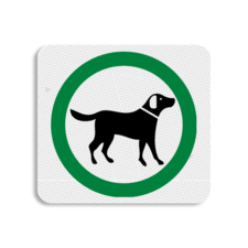 Vlak terreinbord 119x109mm - Pictogram Honden toegestaan