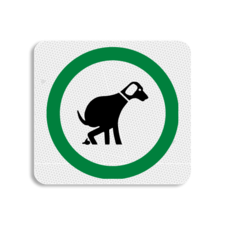 Vlak terreinbord 119x109mm - Pictogram Honden uitlaten toegestaan