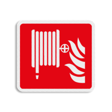 Vlak terreinbord 119x109mm rood/wit - Pictogram Brandslang