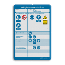 PBM veiligheidsbord met veiligheidsvoorschriften naar uw wens