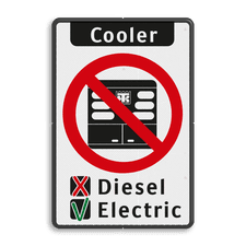 Informatiebord Use Cooler Instructions, voor Diesel en Electric