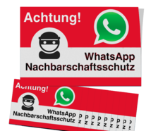 WhatsApp - Achtung Nachbarschaftsschutz Aufkleber (10 Stück) - Rot