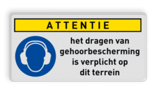 Veiligheidsbord M003 met tekst Dragen gehoorbescherming verplicht