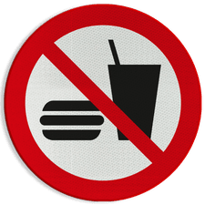 Reflecterende sticker of bord Pictogram P022 - Eten en drinken verboden