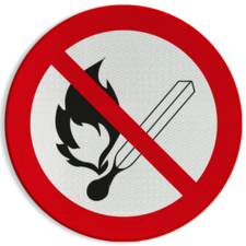 Verbodsbord P003 - Vuur, open vlam en roken verboden