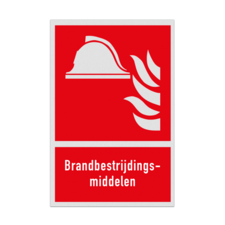 Brand bord met pictogram en tekst Brandbestrijdingsmiddelen