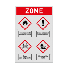 Veiligheidsbord met gevaar (GHS) symbolen - reflecterend