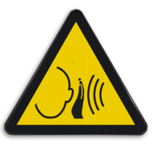 Veiligheidspictogram W038 - Gevaar voor luid geluid - reflecterend