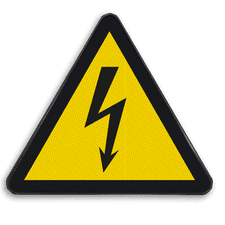 Reflecterende sticker of bord Pictogram W012 - Gevaar voor elektrische spanning