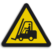 Veiligheidspictogram W014 - Gevaar voor industriële voertuigen - reflecterend