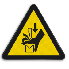 Autocollant ou panneau - W030 - Écrasement de la main dans l'outil d'une presse plieuse