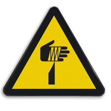 Reflecterende sticker of bord Pictogram W022 - Gevaar voor snijden