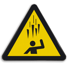 Reflecterende sticker of bord Pictogram W039 - Gevaar voor vallend ijs