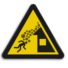 Reflecterende sticker of bord Pictogram W040 - Gevaar voor daklawine